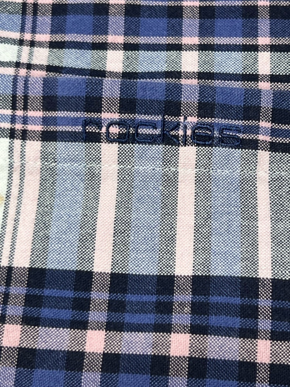 Rockies Vintage Plaid Button Down Shirt Blue White Pink Womens size XXL Cotton - Picture 8 of 9
